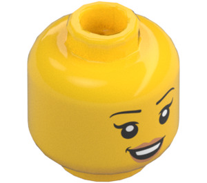 LEGO Yellow Female Minifigure Head with Eyelashes and Smile (Recessed Solid Stud) (3626 / 56663)