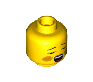 LEGO Yellow Female Minifigure Head with Red Cheeks and Open, Singing Mouth (Recessed Solid Stud) (3626 / 21342)