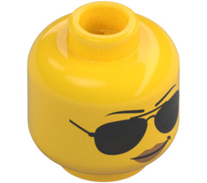 LEGO Yellow Female Police Head with Sunglasses (Recessed Solid Stud) (3626 / 29966)