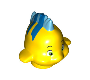 LEGO Jaune Poisson avec Bleu (Flounder) aux petits yeux (16032)