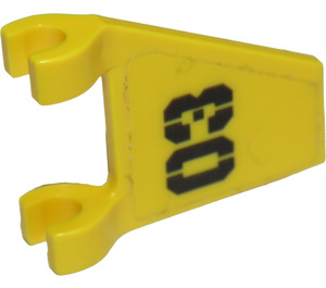 LEGO Gelb Flagge 2 x 2 Angled mit '03' Aufkleber ohne ausgestellten Rand (44676)