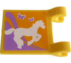 LEGO Yellow Flag 2 x 2 with Horse and Butterflies Sticker without Flared Edge (2335)