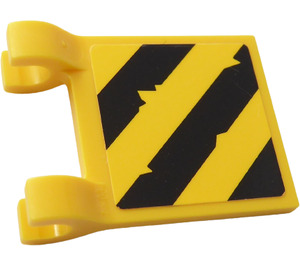 LEGO Yellow Flag 2 x 2 with Scratched Warning stripes yellow/black Sticker without Flared Edge (2335)