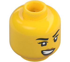 LEGO Keltainen Gamer, Nainen (60388) Minihahmo Pää (Upotettu kiinteä nuppi) (3626 / 101417)