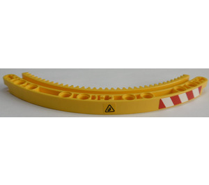 LEGO Yellow Gear Rack 11 x 11 Quarter Circle with Crushing Hazard Danger Sign Right Side Sticker (24121)