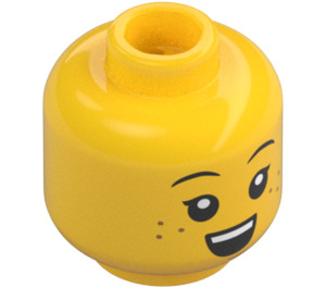 LEGO Žlutá Dívka Minifigurka Hlava (Zapuštěný pevný cvoček) (3626 / 80109)