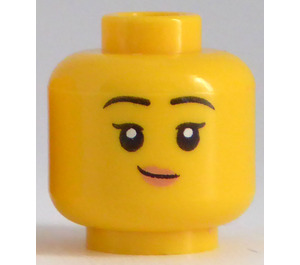 LEGO Giallo Ragazza Minifigure Testa con Smirk (Perno solido incassato) (3626)