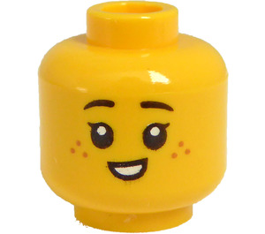 LEGO Gul Flicka's Huvud med Freckles (Infälld solid knopp) (3626)