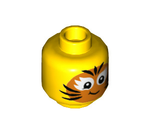 LEGO Gelb Girl mit Tiger Gesicht Painted Schmucklos Kopf (Einbau-Vollbolzen) (3626 / 56825)