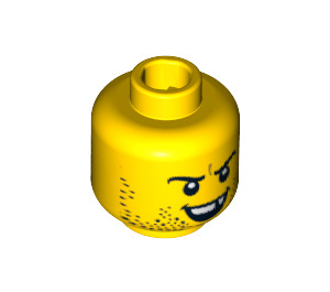 LEGO Jaune Sourire avec Missing Dent et Stubble Diriger (Goujon solide encastré) (14351 / 16693)