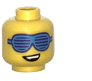 LEGO Geel Hoofd of Beach Party Dude met Blauw Glasses (Verzonken Solid Stud) (3626)