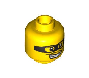 LEGO Geel Hoofd met Zwart Oog Masker (Verzonken solide nop) (3626 / 12814)