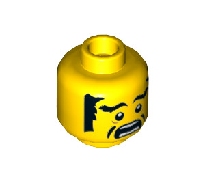 LEGO Geel Hoofd met Zwart Eyebrows, Sideburns en Mustache (Verzonken Solid Stud) (3626 / 34408)