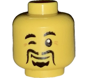 LEGO Gelb Kopf mit Schwarz Fu Manchu Moustache und Winking Eye (Einbau-Vollbolzen) (3626)