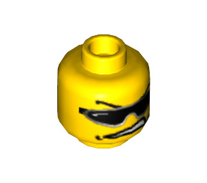 LEGO Yellow Head with Black glasses, lopsided Mouth, Microfone (Safety Stud) (3626 / 48892)