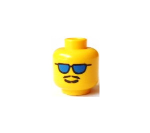 LEGO Yellow Head with Blue Sunglasses and Moustache (Safety Stud) (3626)