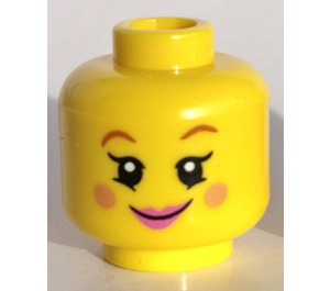 LEGO Giallo Testa con Bright Rosso Cheeks (Perno solido incassato) (3626)