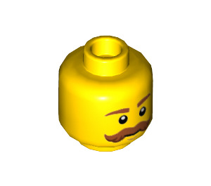 LEGO Yellow Head with Brown Eyebrows and Handlebar Moustache (Recessed Solid Stud) (3626 / 27041)