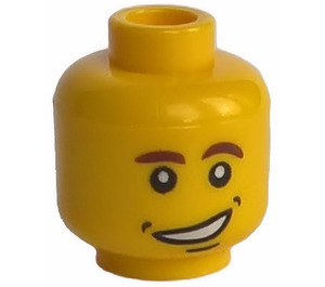 LEGO Jaune Diriger avec Brown Eyebrows, Open Côté Smile (Goujon de sécurité) (3626)