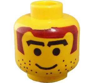 LEGO Gul Hoved med Brun Hår og Tyk Arched Eyebrows (Sikkerheds knops) (3626)