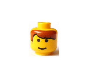 LEGO Yellow Head with brown hair (Safety Stud) (3626)