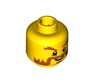 LEGO Gelb Kopf mit Dark Orange Beard und bushy Eyebrows (Einbau-Vollbolzen) (13466 / 74305)