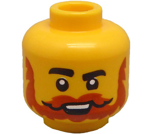 LEGO Gul Hode med Mørk oransje Bart og Skjegg (Forsenket solid knott) (3274 / 103184)