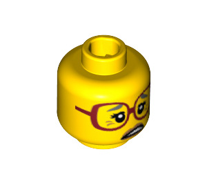 LEGO Yellow Head With Dark Red Glasses (Safety Stud) (3626 / 15914)