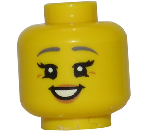 LEGO Gul Hoved med Dark Stone Grå Eyebrows og Medium Kød Lips (Forsænket solid knops) (3626 / 82229)