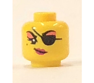 LEGO Amarillo Cabeza con Eyepatch y Coral Eyeshadow (Espiga sólida hueca) (3626)