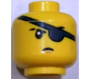 LEGO Gelb Kopf mit Eyepatch (Vertiefte feste Noppen) (3626)