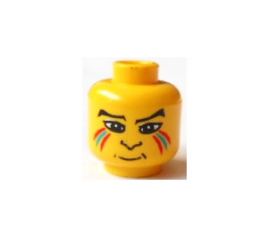 LEGO Gelb Kopf mit Gesichtsbemalung mit rot und Blau Lines (Sicherheitsbolzen) (3626)