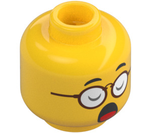 LEGO Gelb Kopf mit Brille (Vertiefte feste Noppen) (3626 / 76824)