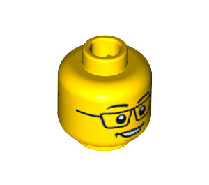 LEGO Gelb Kopf mit Brille (Vertiefte feste Noppen) (96090 / 98273)