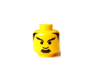 LEGO Geel Hoofd met Goatee, Angled en Bushy Eyebrows (Veiligheids Stud) (3626)