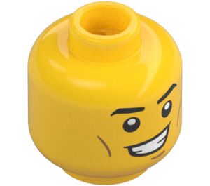 LEGO Gul Hoved med Lopsided Smile med Tænder (Forsænket solid knops) (3626 / 103816)