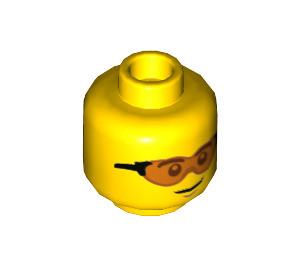 LEGO Gelb Kopf mit Orange Sunglasses (Einbau-Vollbolzen) (3626 / 73906)