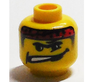 LEGO Yellow Head with Red Headband, Crooked Mouth (Safety Stud) (3626)