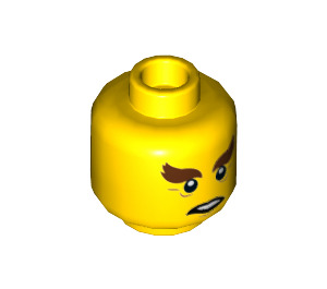 LEGO Yellow Head with Reddish Brown Bushy Eyebrows (Recessed Solid Stud) (3626 / 34880)