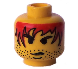 LEGO Amarillo Cabeza con Serious Expression, Rojo Pelo y Barba corta (Espiga de seguridad) (3626 / 83697)