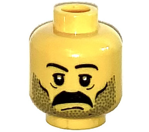 LEGO Gul Hoved med Serious Expression, Tyk Mustache og Skægstub (Sikkerheds knops) (3626)