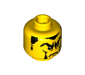 LEGO Yellow Head with Sideburns and Mustache Decoration (Safety Stud) (3626 / 50005)