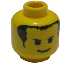 LEGO Gul Huvud med Smile, Svart Eyebrows och Hår (Säkerhetsknopp) (3626)