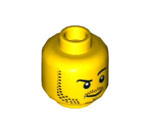 LEGO Yellow Head with Stubble and Arched Eyebrow (Recessed Solid Stud) (13516 / 74681)