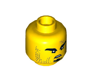 LEGO Yellow Head with Stubble, Small Beard and Scar (Recessed Solid Stud) (3626 / 34089)