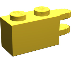 LEGO Geel Scharnier Steen 1 x 2 Vergrendelings met Dual Finger Aan Einde Horizontaal (30540 / 54672)