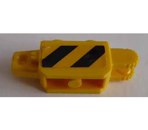 LEGO Yellow Hinge Brick 1 x 2 Vertical Locking Double with Black and Yellow Danger Stripes on Both Sides Sticker (30386)