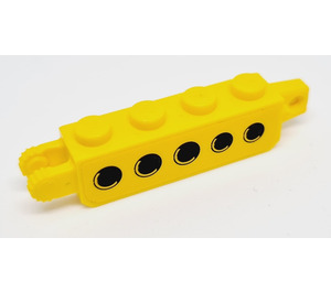 LEGO Yellow Hinge Brick 1 x 4 Locking Double with 5 Black Holes Sticker (30387)