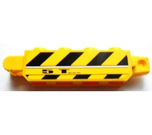 LEGO Yellow Hinge Brick 1 x 4 Locking Double with Black and Yellow Danger Stripes and '5T' Sticker (30387)