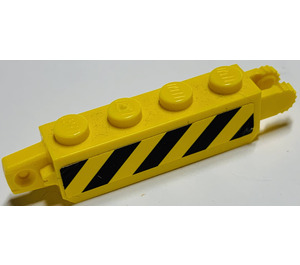 LEGO Yellow Hinge Brick 1 x 4 Locking Double with Black and Yellow Danger Stripes on Both Sides Sticker (30387)
